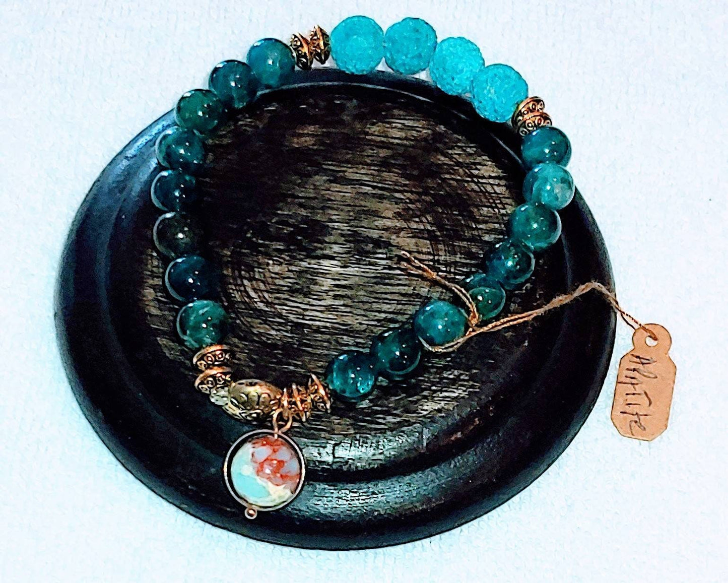 GEMSTONE CHAKRA BALANCING 8mm bracelet, Apatite gemstone, Blue Throat Chakra, balancing, healing and clearing stone