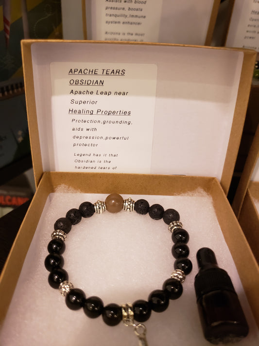 A Special Feature- Wear Arizona Gemstone Bracelet- APACHE TEARS OBSIDIAN