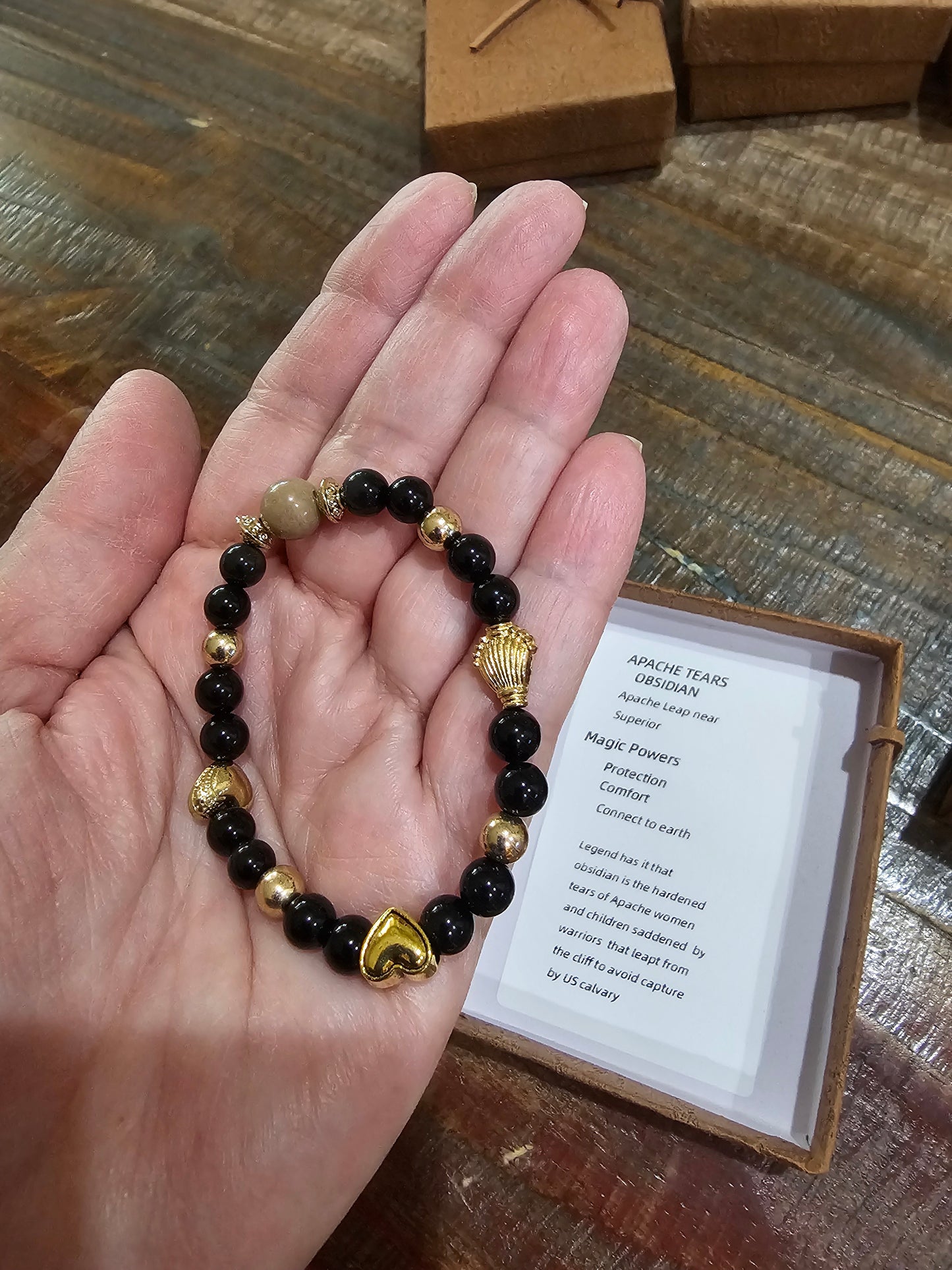 Wear Arizona Gemstone Bracelets-KIDS LINE-APACHE TEARS OBSIDIAN