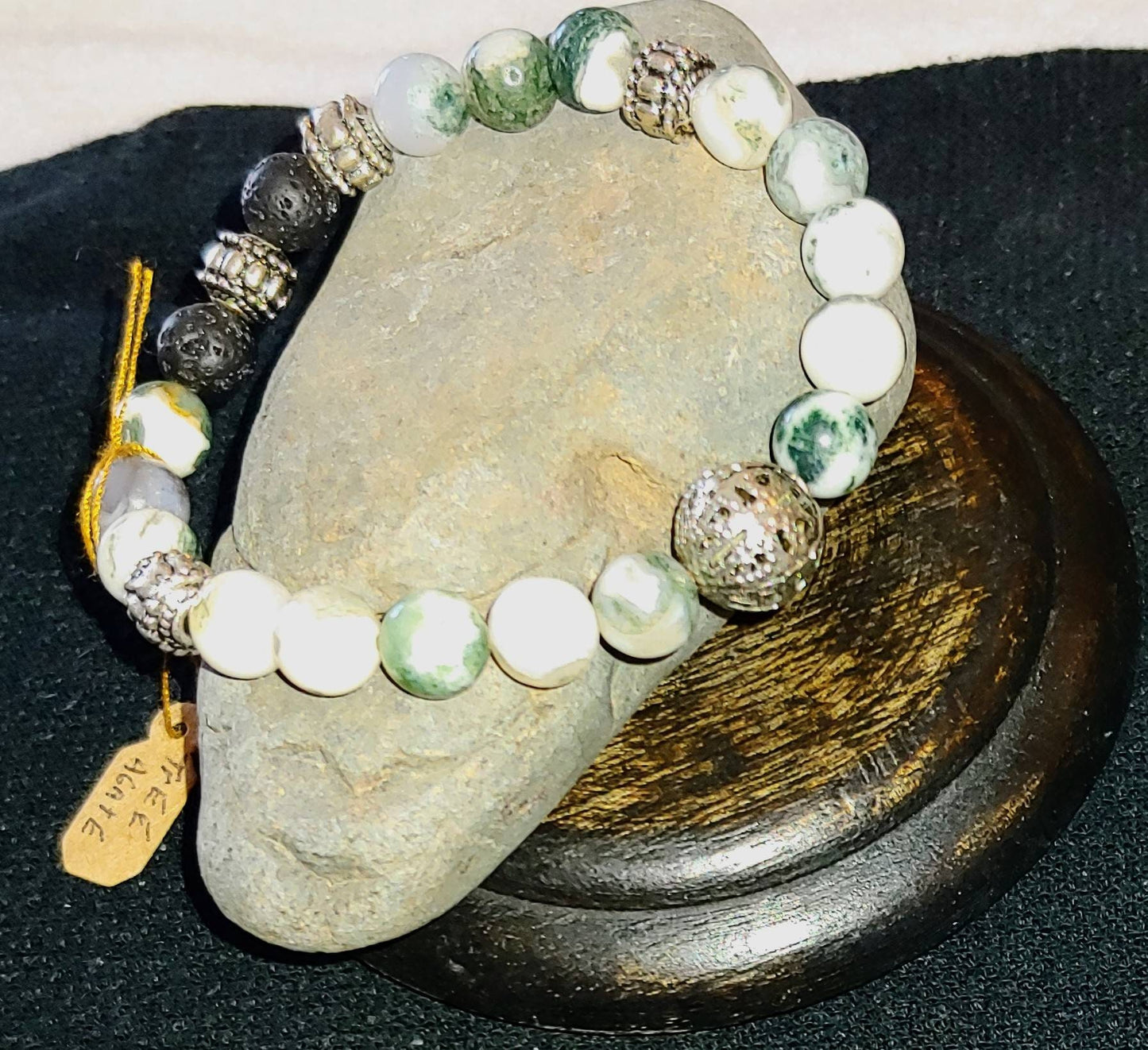 GEMSTONE INNER PEACE 8mm bracelet ,tree agate stones,anti anxiety,immunity boosting