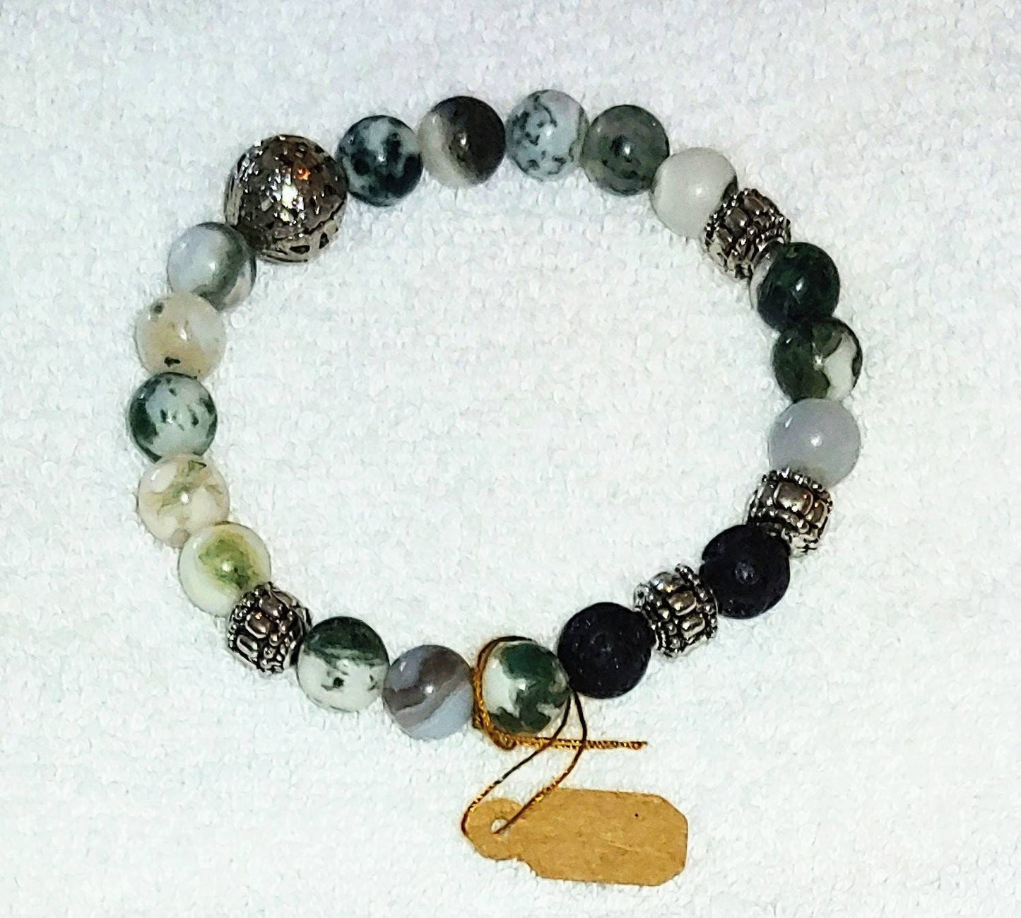 GEMSTONE INNER PEACE 8mm bracelet ,tree agate stones,anti anxiety,immunity boosting