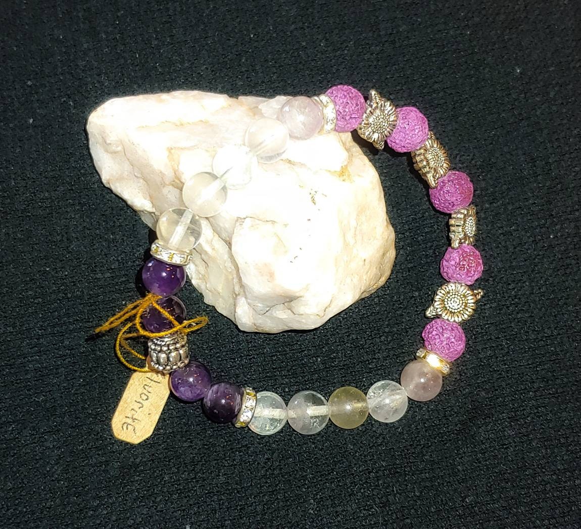 GEMSTONE MOOD BALANCING 8mm beaded bracelet, crystal bracelet,insomnia bracelet,energy transforming ,concentration enhancing,