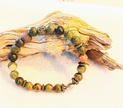 GEMSTONE REBIRTH Unakite stone bracelet 8mm,pregnancy bracelet,convalescent bracelet,grief relief