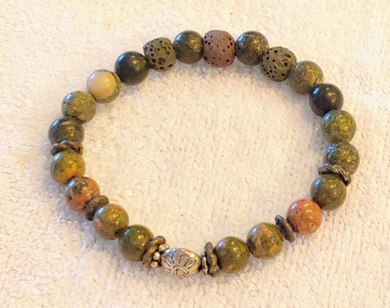 GEMSTONE REBIRTH Unakite stone bracelet 8mm,pregnancy bracelet,convalescent bracelet,grief relief