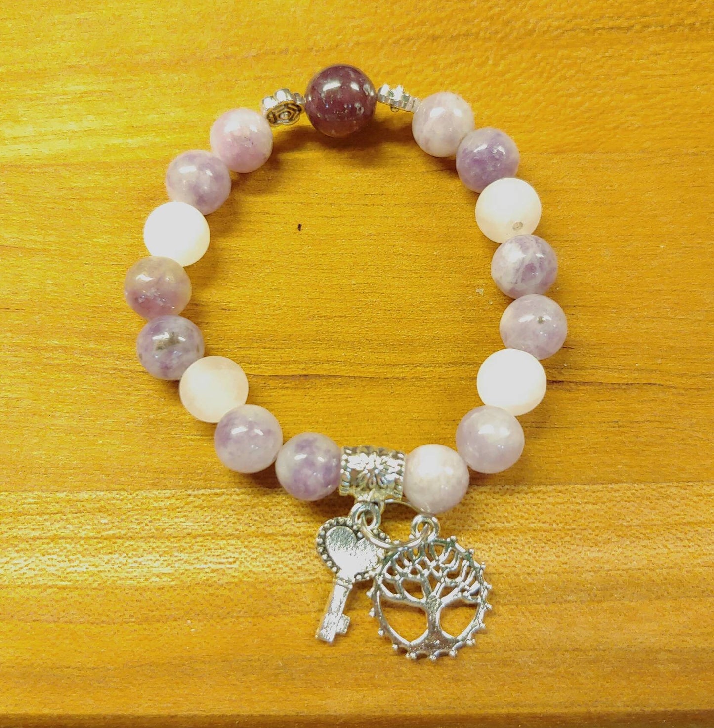 GEMSTONE DEPRESSION bracelet,heart stone rose quartz,mood balancing lepidolite,anti anxiety,aids with depression