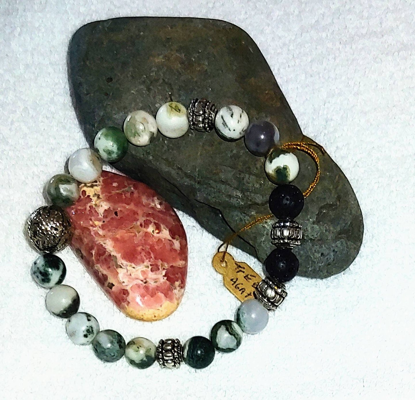 GEMSTONE INNER PEACE 8mm bracelet ,tree agate stones,anti anxiety,immunity boosting