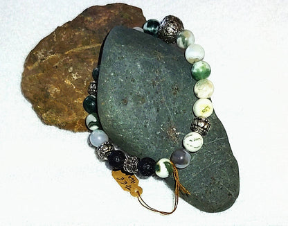 GEMSTONE INNER PEACE 8mm bracelet ,tree agate stones,anti anxiety,immunity boosting