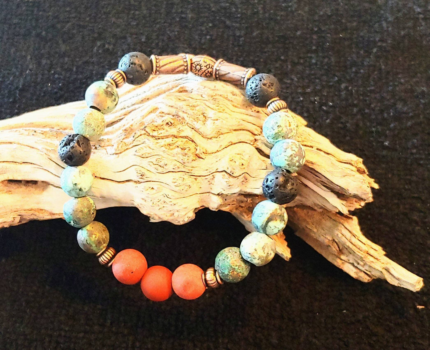 GEMSTONE RISE UP Natural Crystal Bracelet or Natural Gemstone African Turquoise or African Red Jasper Healing Bracelet or Unisex Crystal Healing Gift