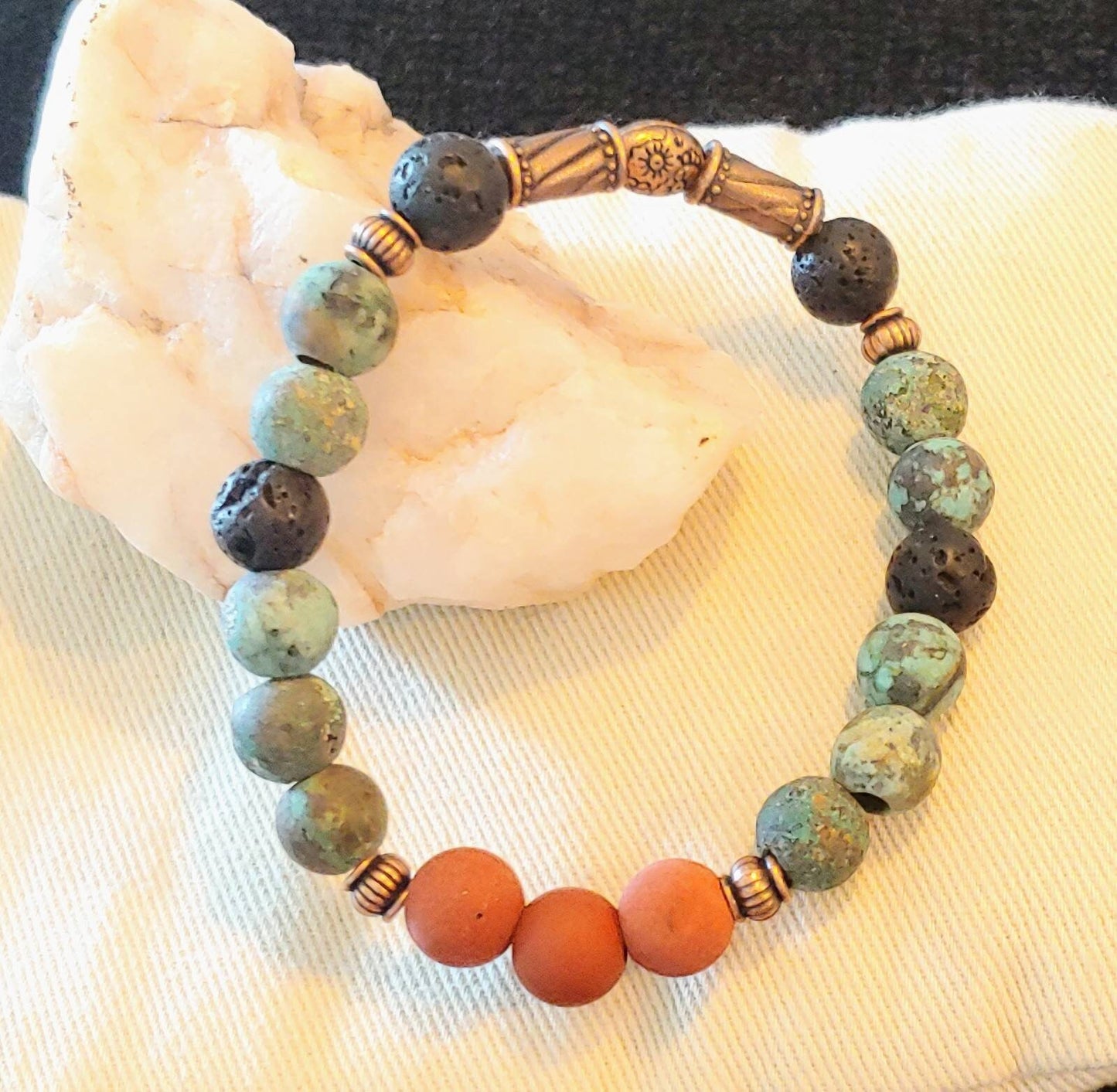 GEMSTONE RISE UP Natural Crystal Bracelet or Natural Gemstone African Turquoise or African Red Jasper Healing Bracelet or Unisex Crystal Healing Gift