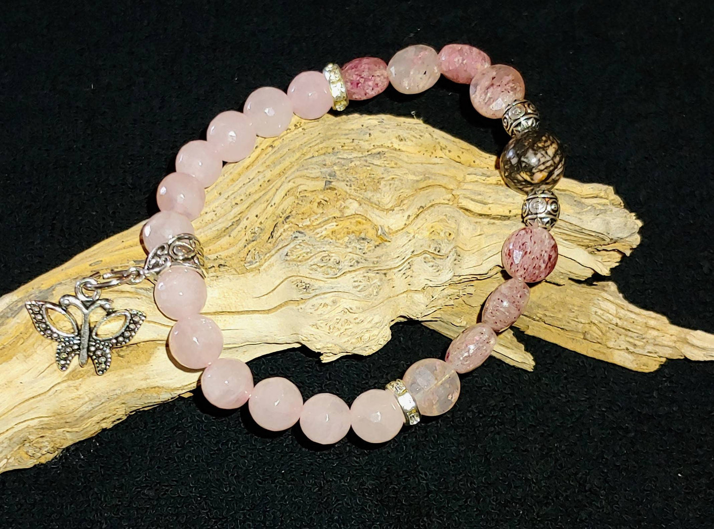 GEMSTONE EMOTIONAL HEALING Genuine crystal rose quartz bracelet or mothers day bracelet or uplifting energy bracelet or anti anxiety jewelry or healing stones