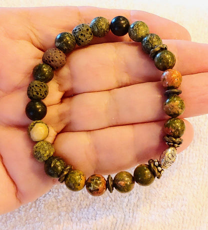 GEMSTONE REBIRTH Unakite stone bracelet 8mm,pregnancy bracelet,convalescent bracelet,grief relief