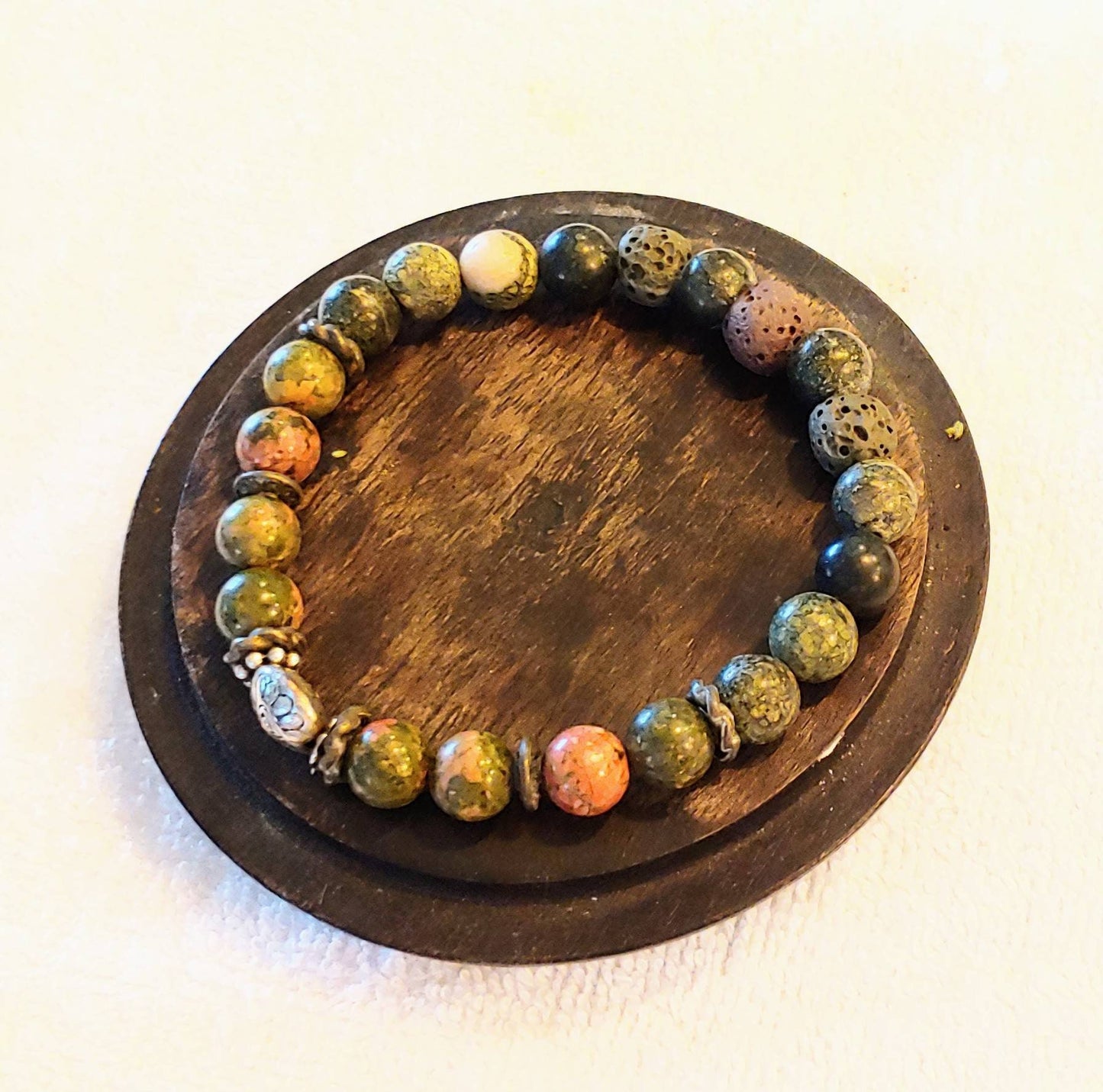 GEMSTONE REBIRTH Unakite stone bracelet 8mm,pregnancy bracelet,convalescent bracelet,grief relief