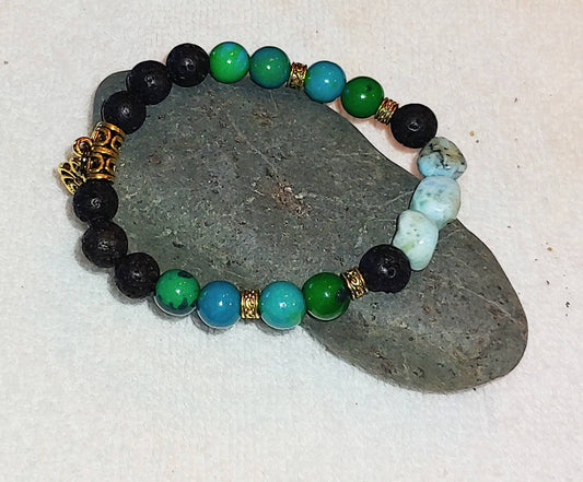 GEMSTONE INNER CHILD Natural crystal bracelet healing energy or larimar jewelry 8mm genuine polished stone pieces or unique women's gift or mothers day gift