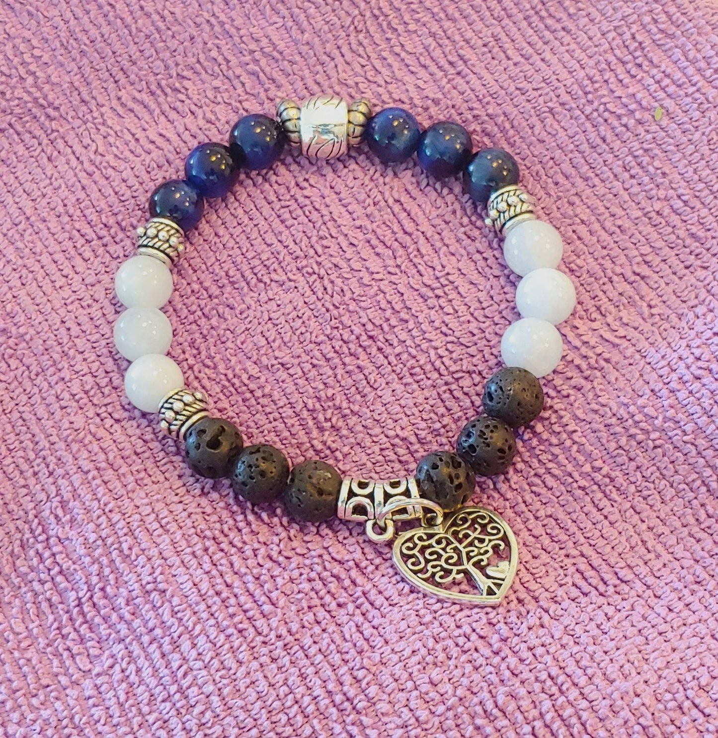 GEMSTONE CALMING SEA Natural crystal mothers day bracelet,genuine tiger eye and aquamarine beaded energy bracelet,mermaid stone antianxiety calming crystal 8mm