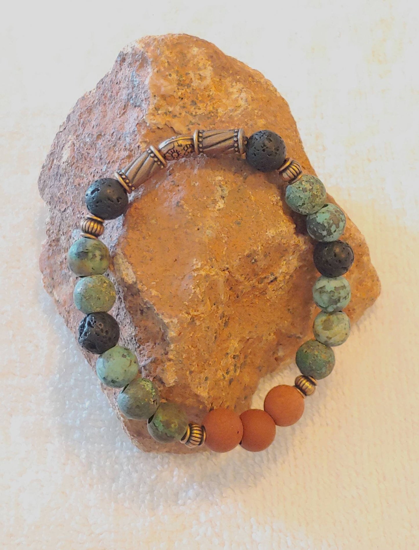 GEMSTONE RISE UP Natural Crystal Bracelet or Natural Gemstone African Turquoise or African Red Jasper Healing Bracelet or Unisex Crystal Healing Gift