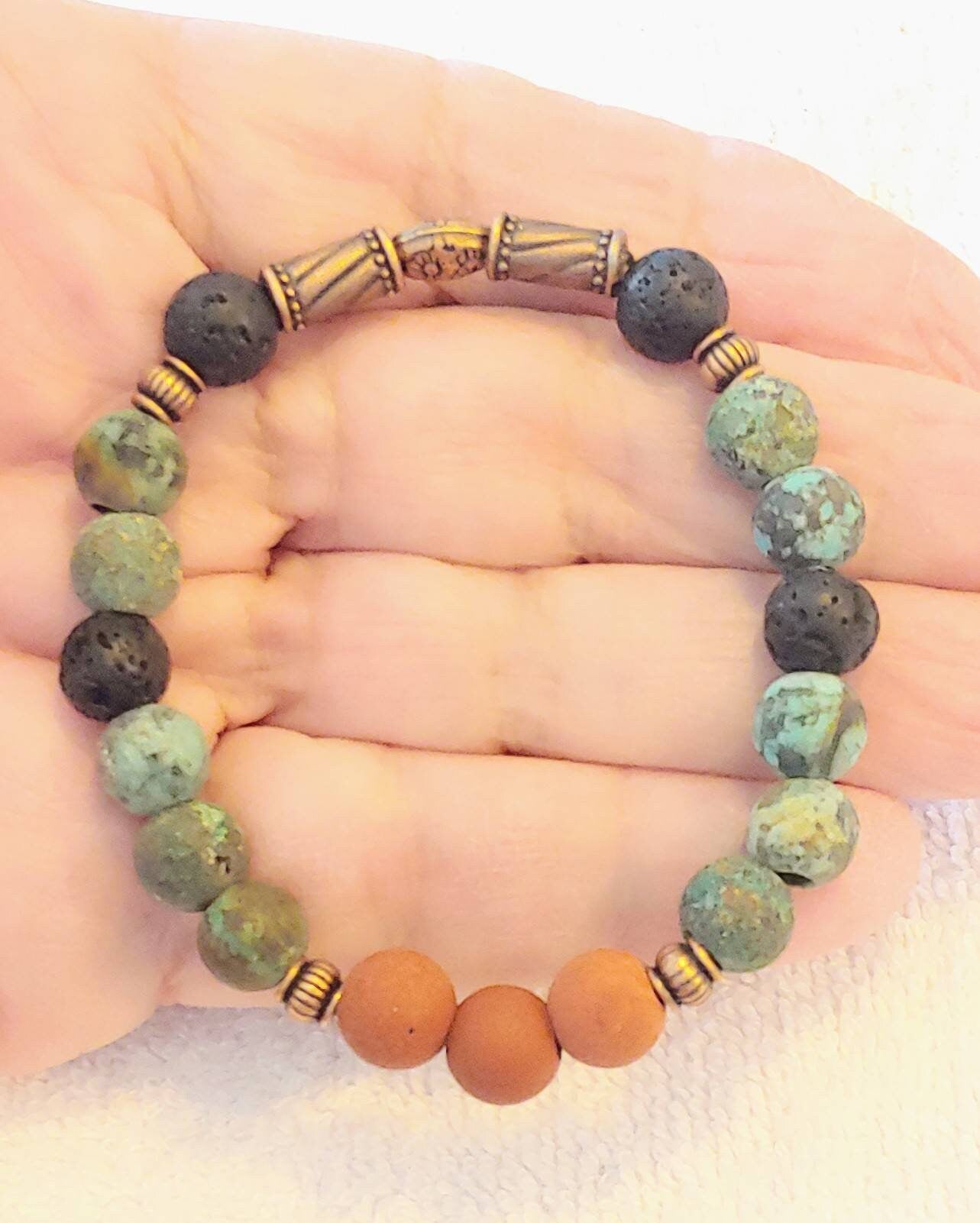 GEMSTONE RISE UP Natural Crystal Bracelet or Natural Gemstone African Turquoise or African Red Jasper Healing Bracelet or Unisex Crystal Healing Gift