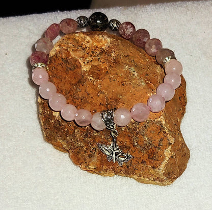 GEMSTONE EMOTIONAL HEALING Genuine crystal rose quartz bracelet or mothers day bracelet or uplifting energy bracelet or anti anxiety jewelry or healing stones