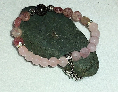 GEMSTONE EMOTIONAL HEALING Genuine crystal rose quartz bracelet or mothers day bracelet or uplifting energy bracelet or anti anxiety jewelry or healing stones