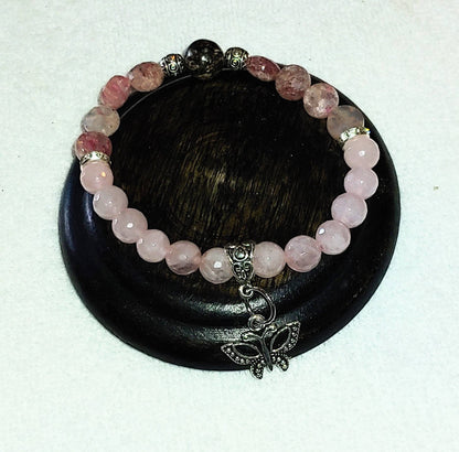 GEMSTONE EMOTIONAL HEALING Genuine crystal rose quartz bracelet or mothers day bracelet or uplifting energy bracelet or anti anxiety jewelry or healing stones