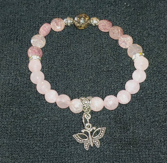 GEMSTONE EMOTIONAL HEALING Genuine crystal rose quartz bracelet or mothers day bracelet or uplifting energy bracelet or anti anxiety jewelry or healing stones