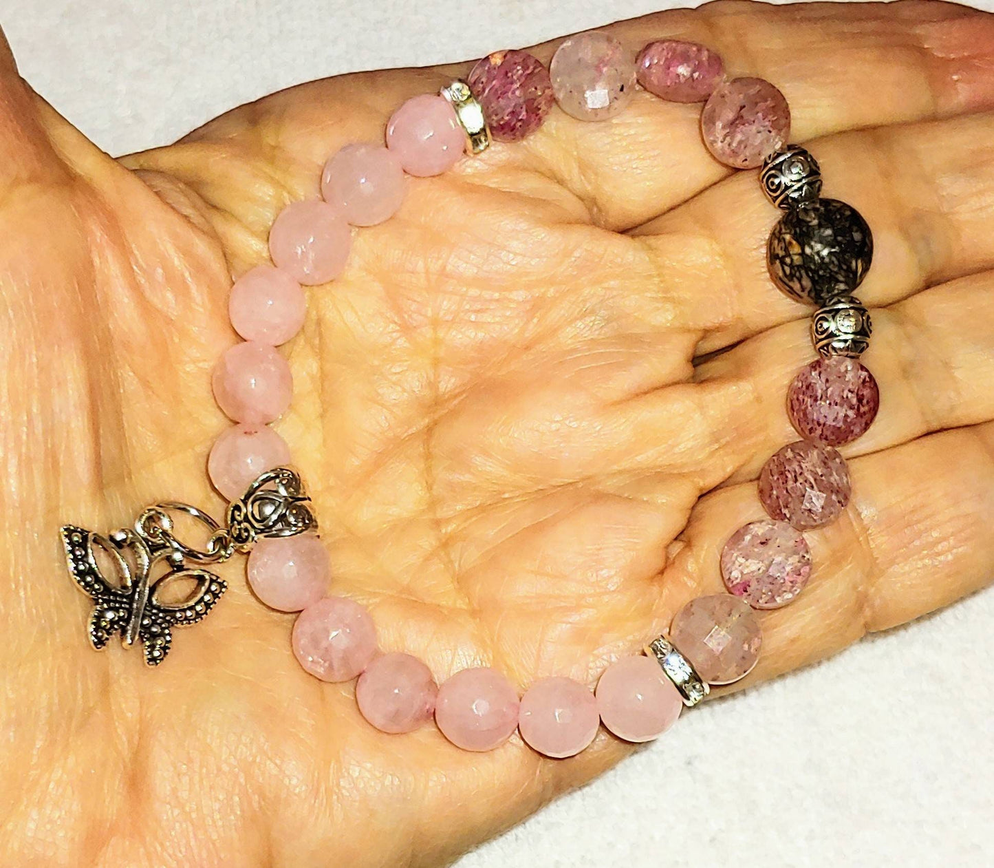 GEMSTONE EMOTIONAL HEALING Genuine crystal rose quartz bracelet or mothers day bracelet or uplifting energy bracelet or anti anxiety jewelry or healing stones