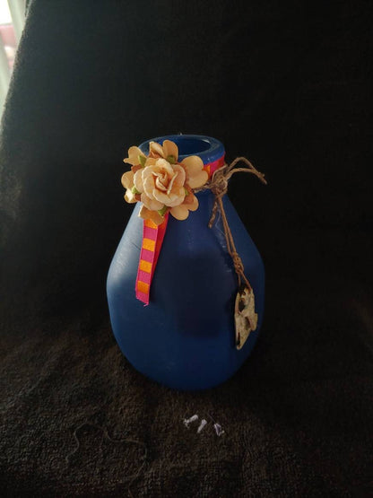 VASE Mothers day navy bud  chalkpainted vase, lock, key, vintage, floral arrangement small, farmhouse, boho, feminine design, Japanese feel