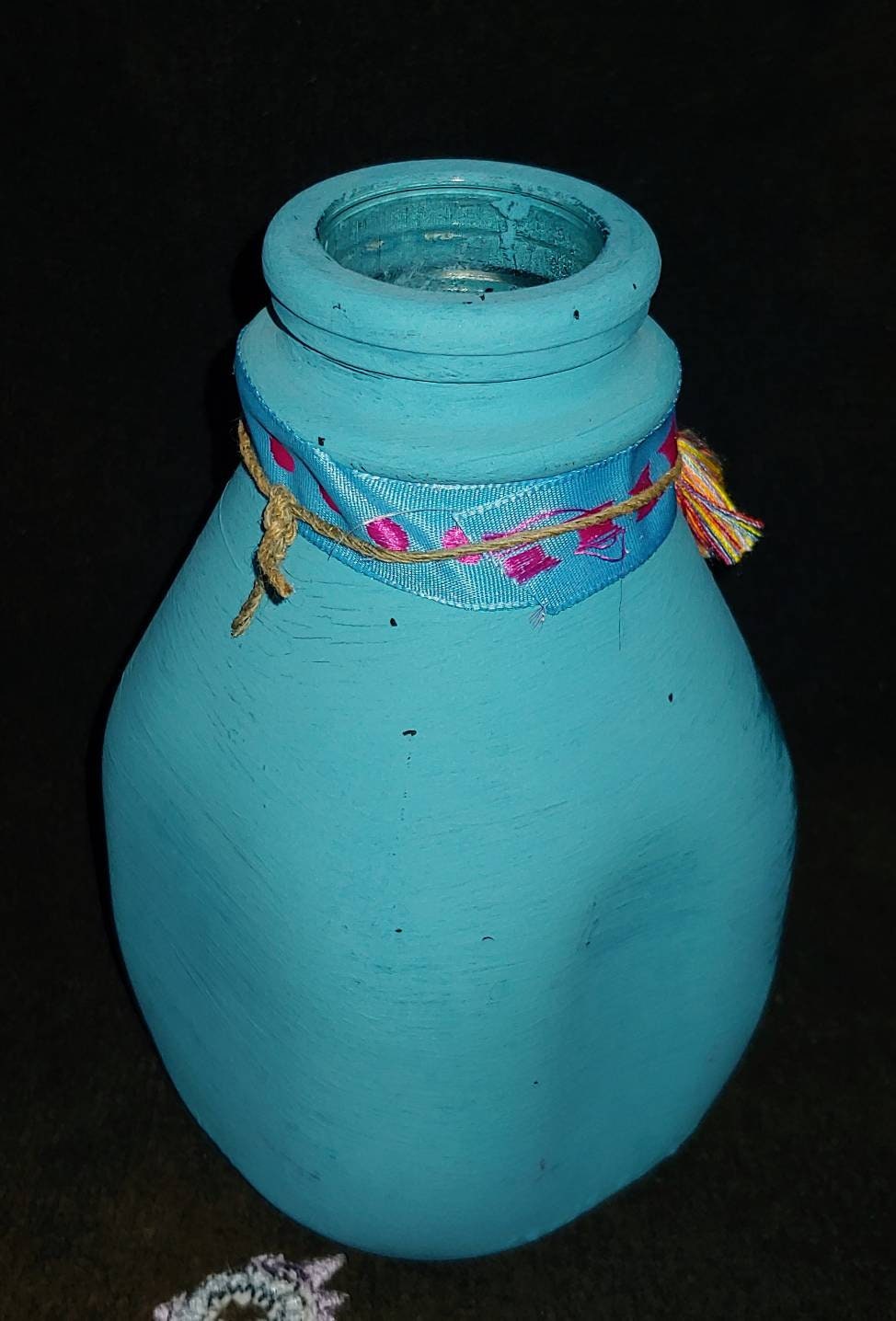 VASE llama, tasselled, whimsical vase, recycled glass, chalk paint finish, funky flowers, fun, office , desk art