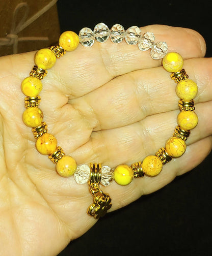 GEMSTONE CLARITY Genuine crystal healing bracelet yellow jasper,nurturing jasper jewelry,crystal mental clarity,protection and discernment energy bracelet