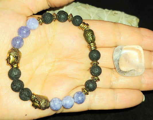 BUNDLE POWER UP KIT Crystal Healing meditation kit,tanzanite crystal bracelet.essential oil peace and joy blend,therapy assessories,meditation tools