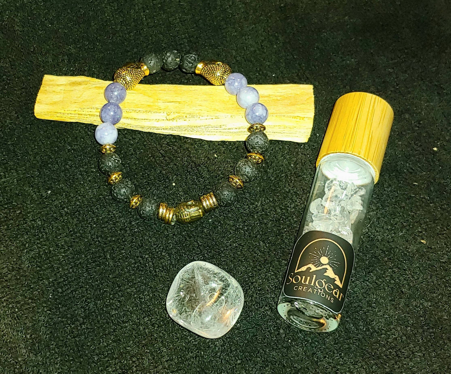 BUNDLE POWER UP KIT Crystal Healing meditation kit,tanzanite crystal bracelet.essential oil peace and joy blend,therapy assessories,meditation tools