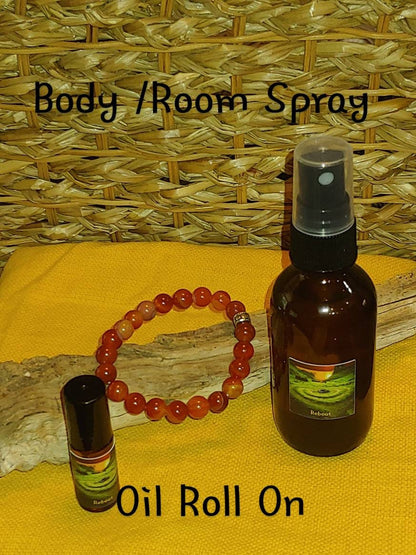 BUNDLE RE-BOOT KIT Energy bundle genuine Carnelian bracelet essential oil roll on and spray,8mm crystal bracelet,essential oil body roll on and room spray