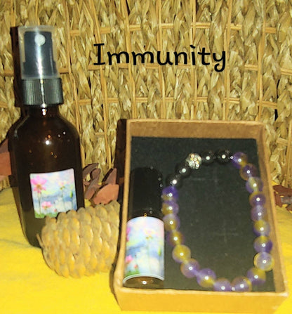 BUNDLE IMMUNITY KIT Essential oil crystal ametrine and shunghite bracelet