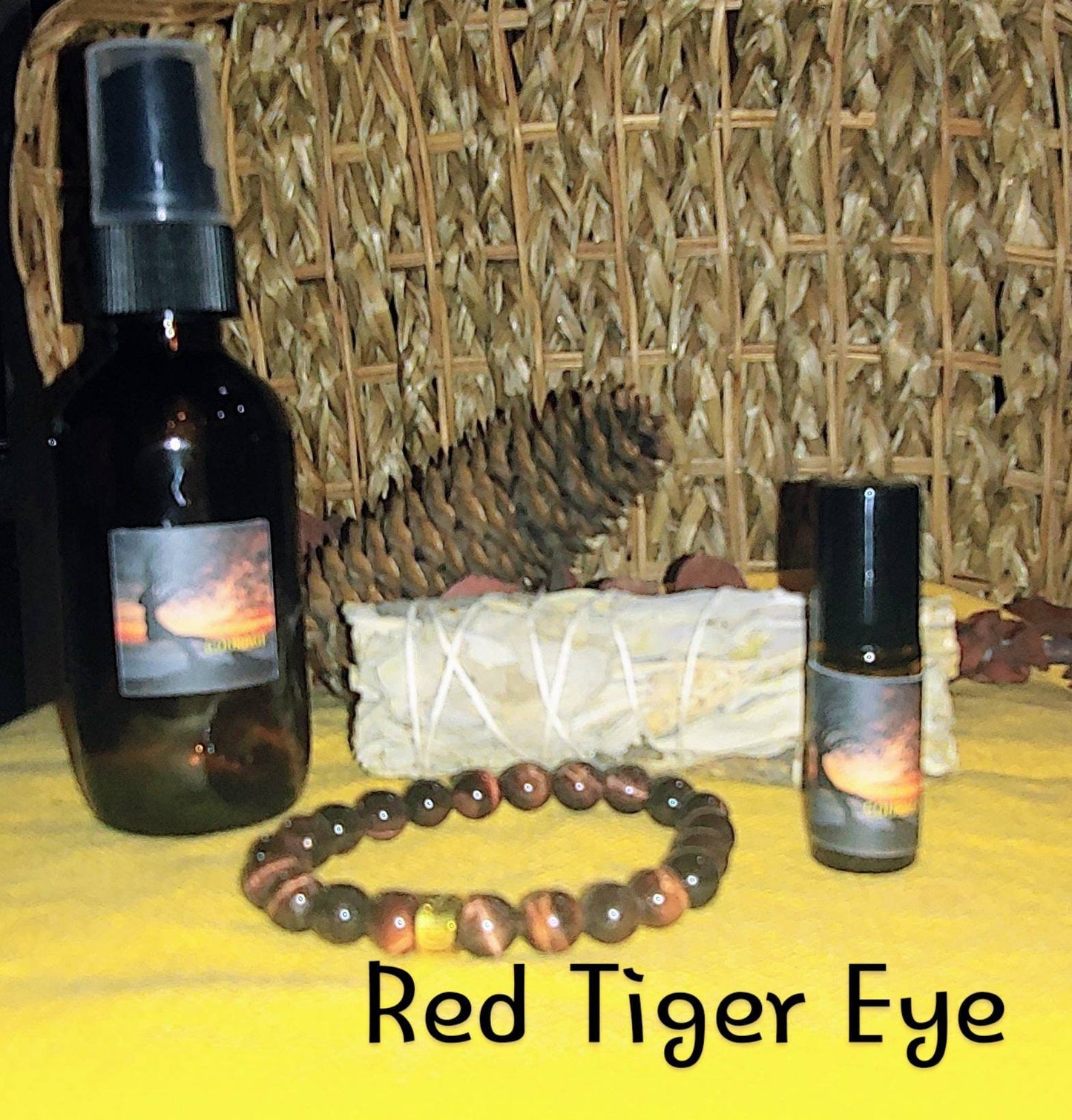 BUNDLE COURAGE KIT energy bundle essential oil blend and tiger eye 8mm crystal bracelet,essential oil body spray,