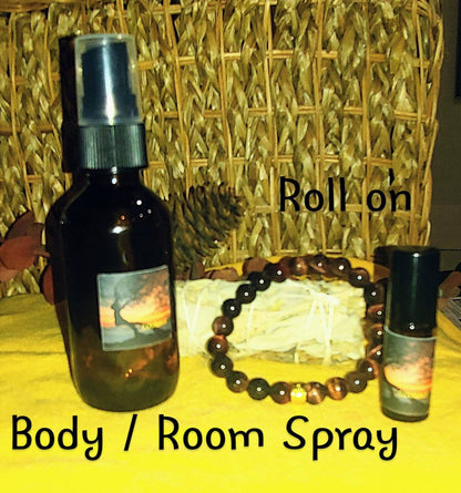 BUNDLE COURAGE KIT energy bundle essential oil blend and tiger eye 8mm crystal bracelet,essential oil body spray,