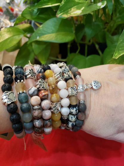 DOGS RULE! PET ANIMAL COMMUNICATION genuine Gemstone Crystals, 8mm stone bracelets, Collar charms,palm crystals-help them feel loved & protected!